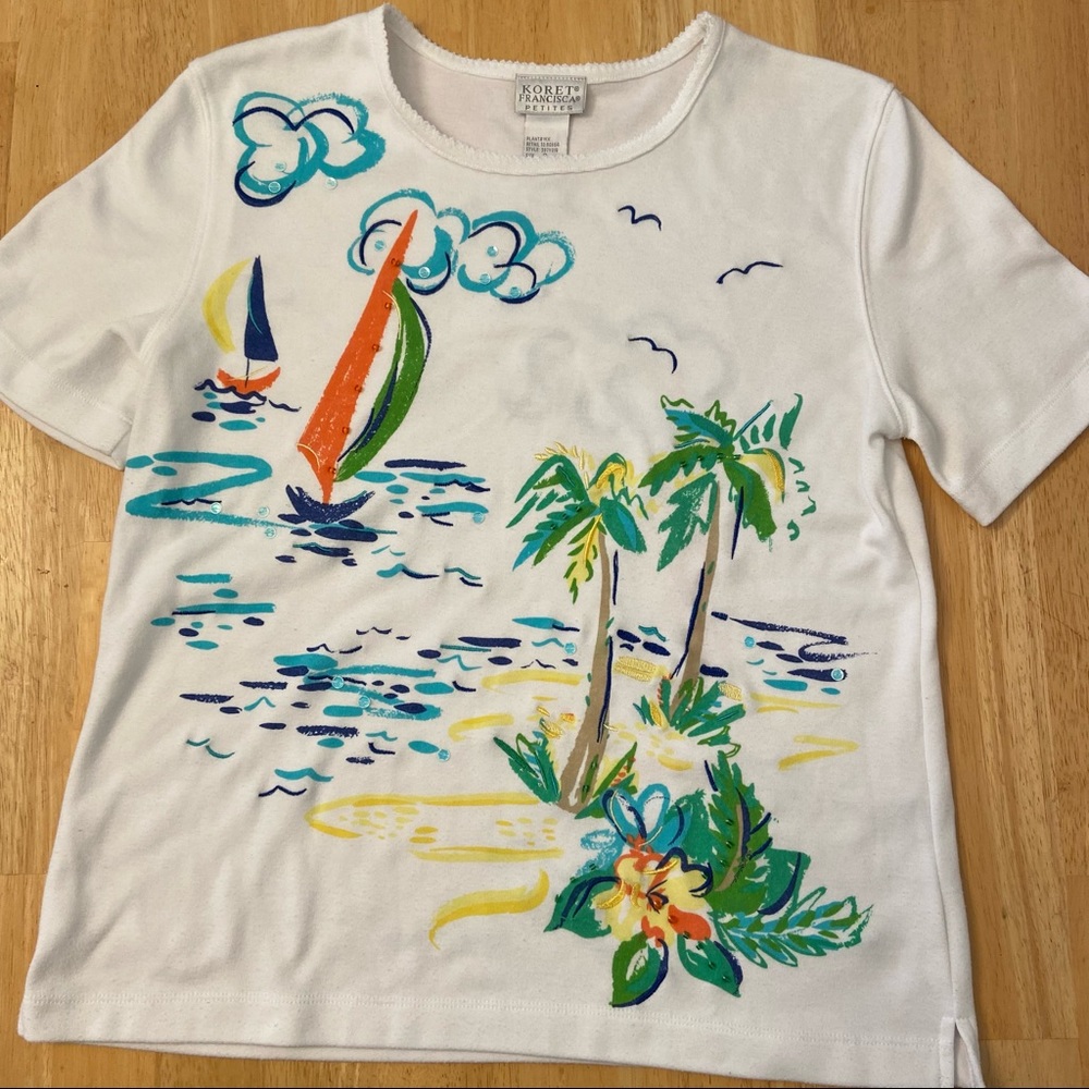 Koret Francisca Tropical Sailboat Shirt Size SP